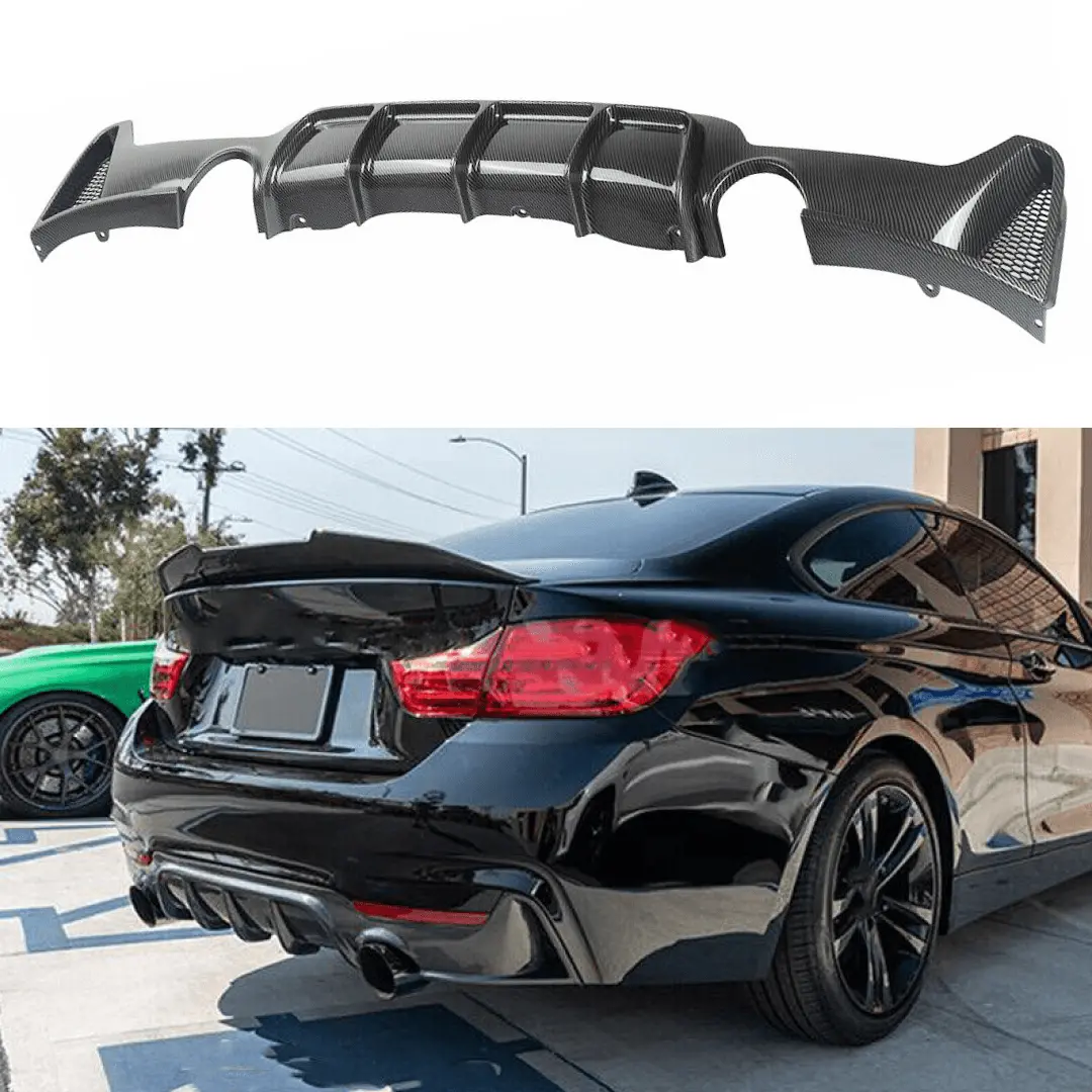 Fits 2014-2020 Bmw F32 435I M Sport Duo Exhaust Carbon Fiber Print Rear Diffuser 1
