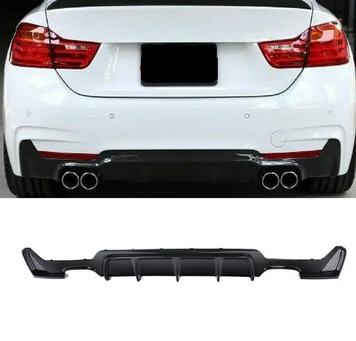 Fits 2014-2020 Bmw F32 435I 440I Xdrive 4 Series M Sport Rear Bumper Diffuser Quad Exhaust Dual Outlet 1