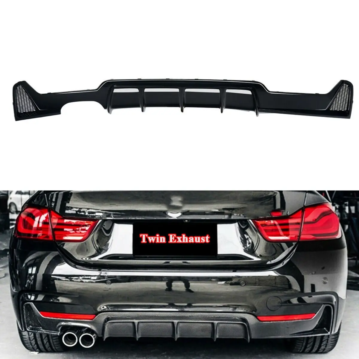 Fit 2014-2020 F32 Bmw 435I 440I Xdrive M Sport Rear Bumper Diffuser Twin Outlet 1