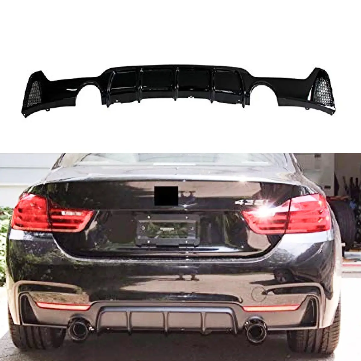 Fit 2014-2020 Bmw F32 435I 4 Series M Sport Dual Exhaust Rear Bumper Lip Diffuser 1