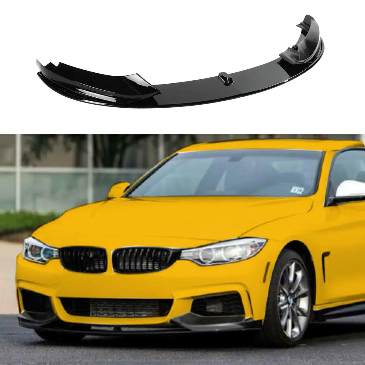 Fits 2014-2020 Bmw F32 F33 F36 4 Series M Sport Front Bumper Lip Spoiler (Gloss Black) 1