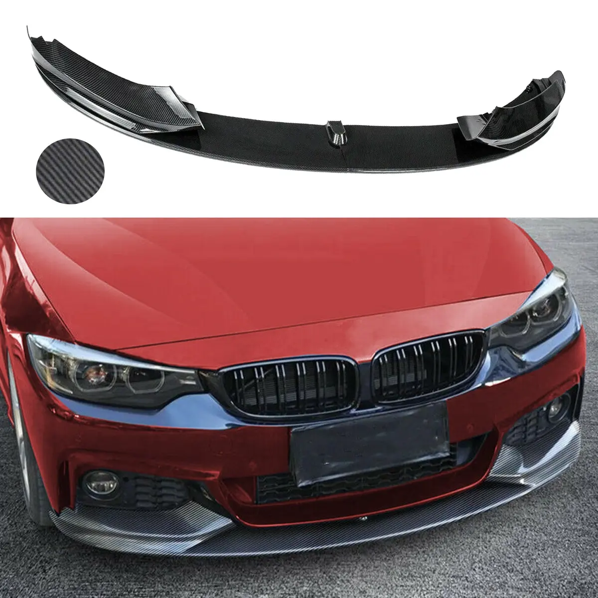 Fits 2014-2020 Bmw F32 F33 F36 4 Series M Sport Front Lip Spoiler (Carbon Fiber Print) 1