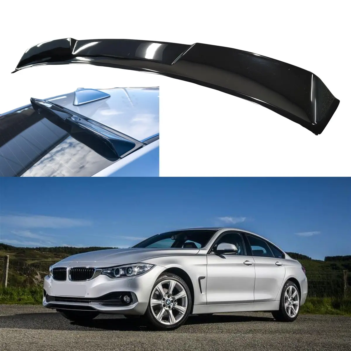 Fits 2015-2020 Bmw 4 Series F36 Gloss Black Rear Roof Window Visor Spoiler Wing 1