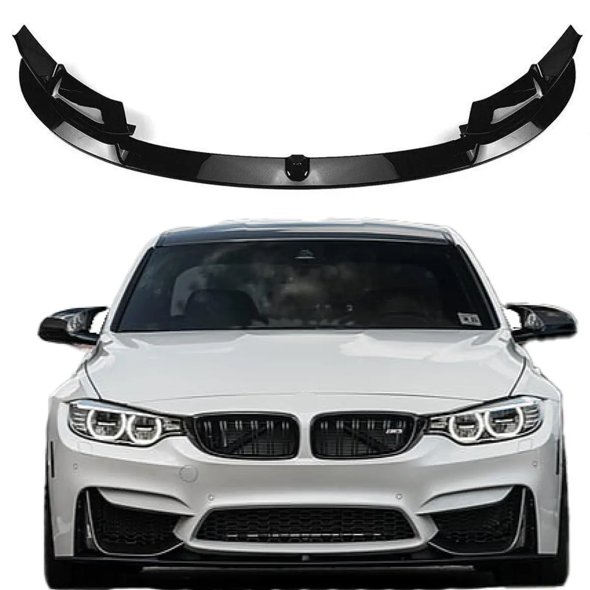 Fits 2015-20 Bmw F80 M3 F82 F83 M4 Cs Style Front Lip Spoilers & Splitter Kit (Gloss Black) 1