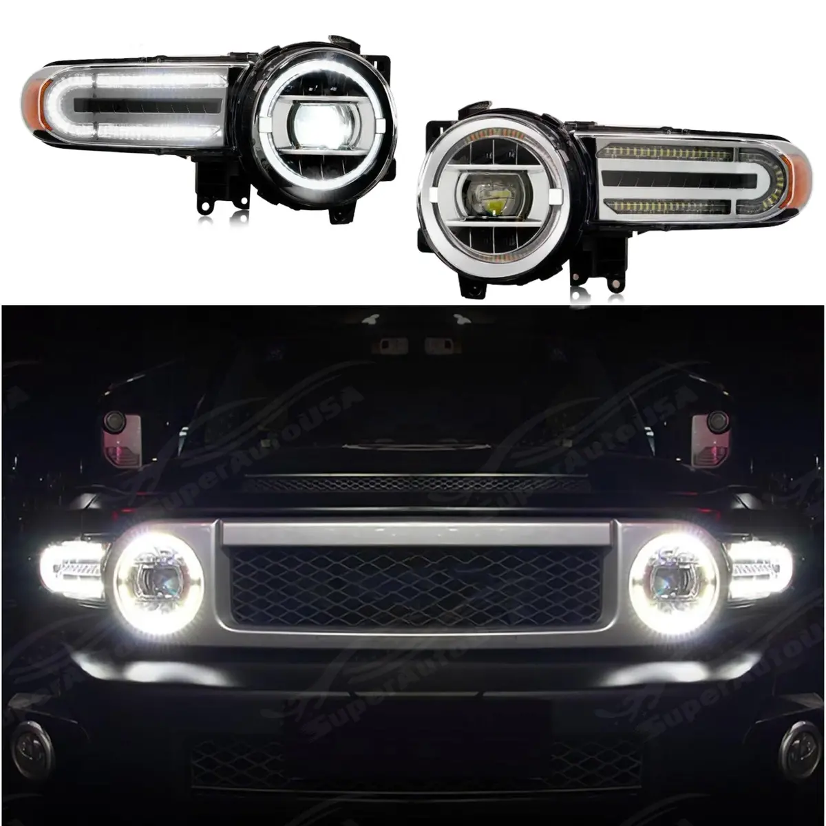 Fits 2007-2014 Toyota Fj Cruiser Full Led Head Light Sequential Assembly 1