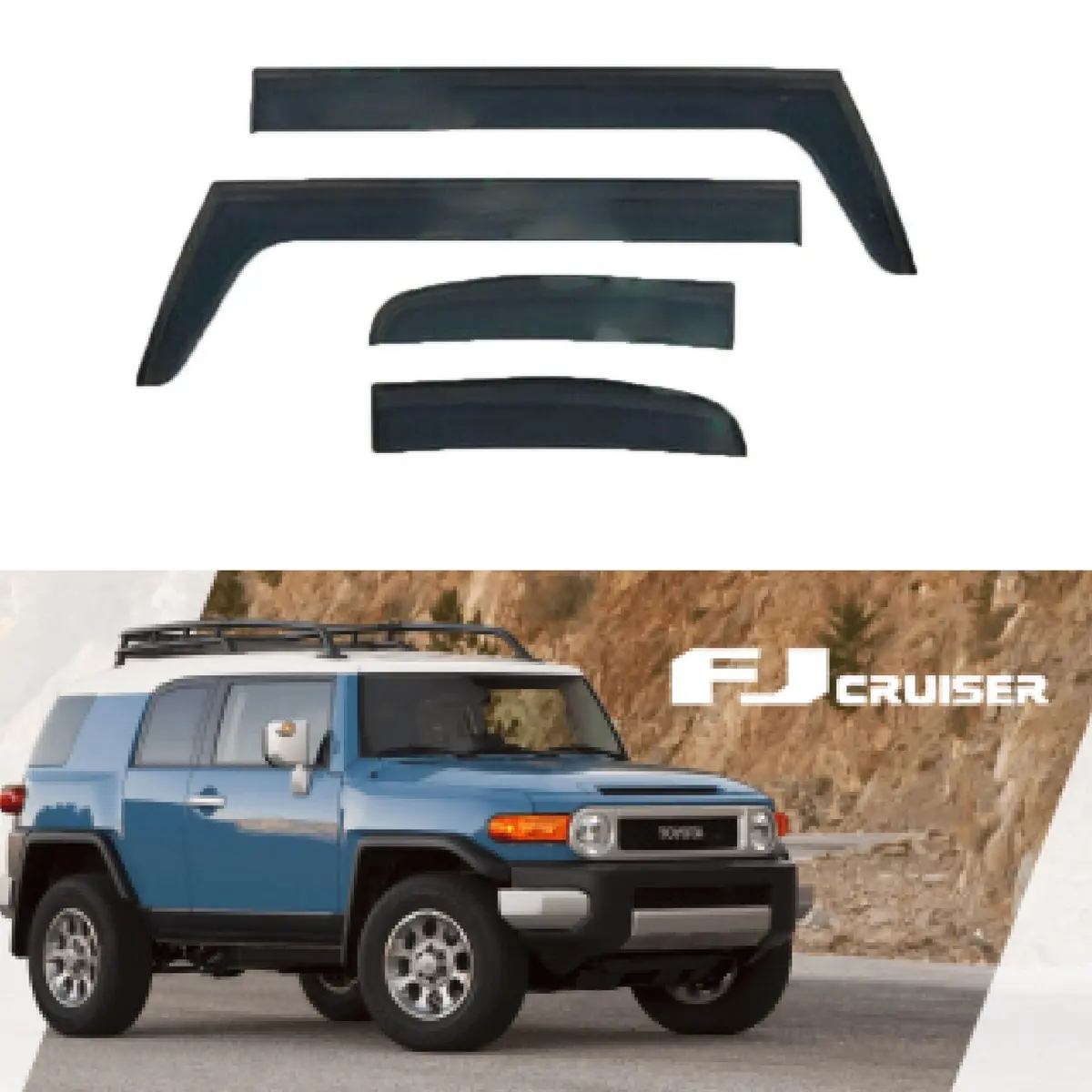 Fit 2007-2014 Toyota Fj Cruiser Out-Channel Vent Window Visors Rain Sun Wind Guards Shade Deflectors 1