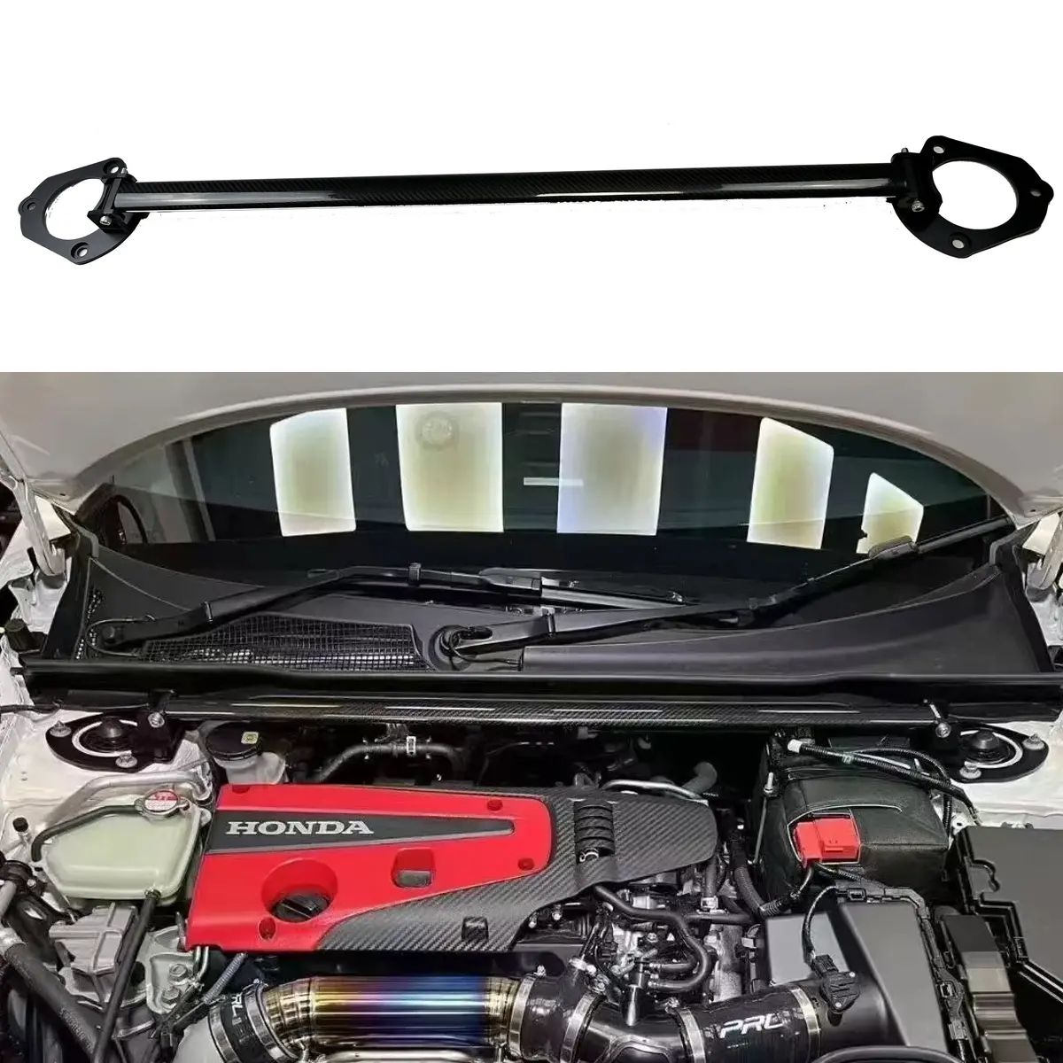 For 23+ Fl5 Honda Civic Type R Tcr Tuning Dry Carbon Fiber Front Strut Tower Top Brace Bar 1
