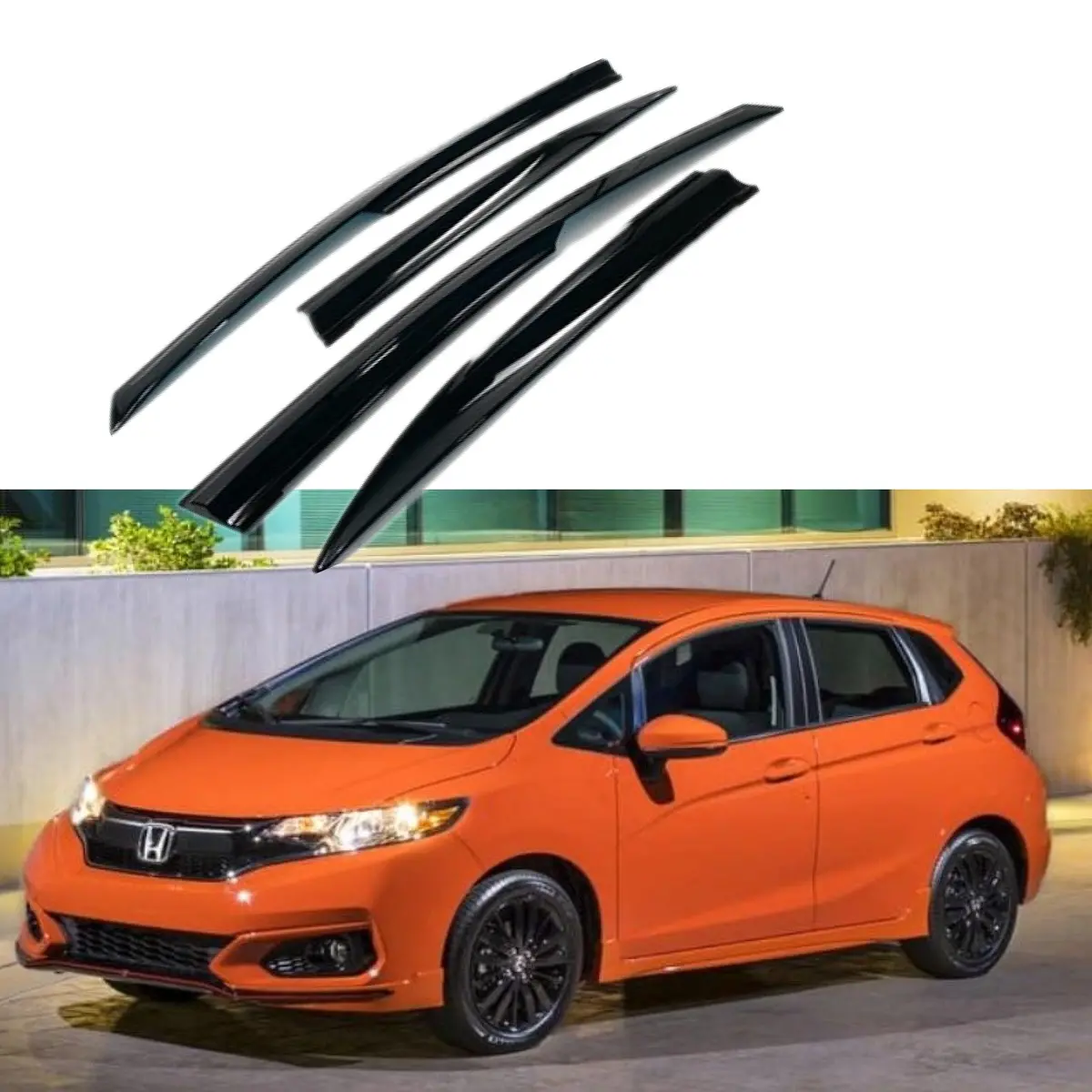 Fit 2015-2020 Honda Fit Jazz 3D Mugen Style Vent Window Visors Rain Sun Wind Guards Shade Deflectors 1