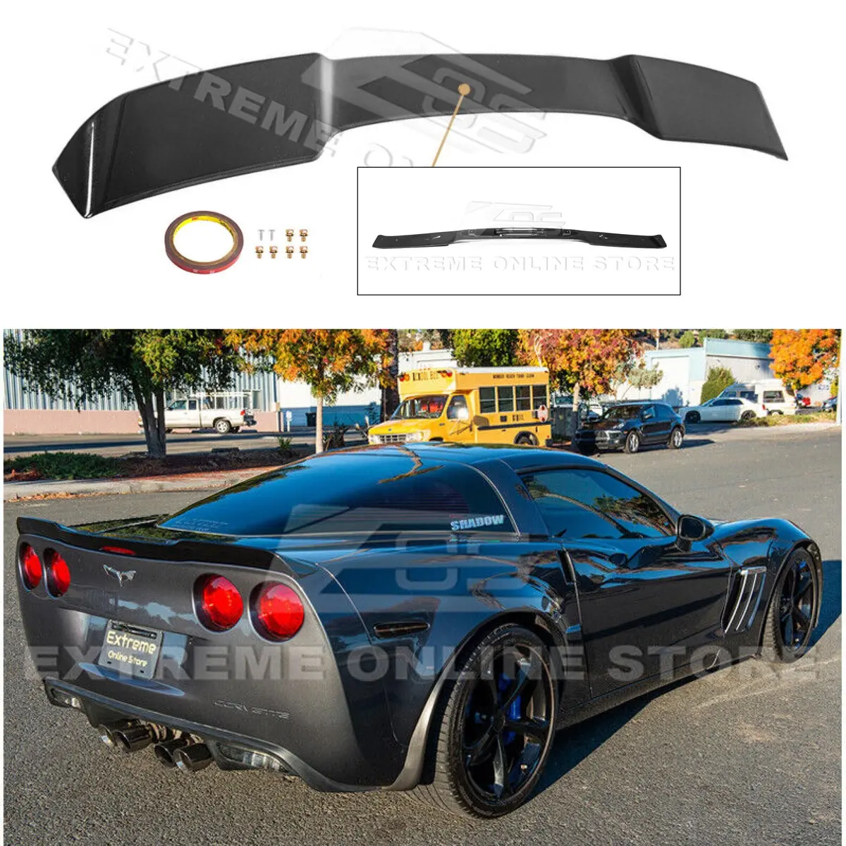 For 2005-2013 Chevrolet Corvette C6 | Zr1 Extended Style Rear Trunk Wing Spoiler (Glossy Black) 1