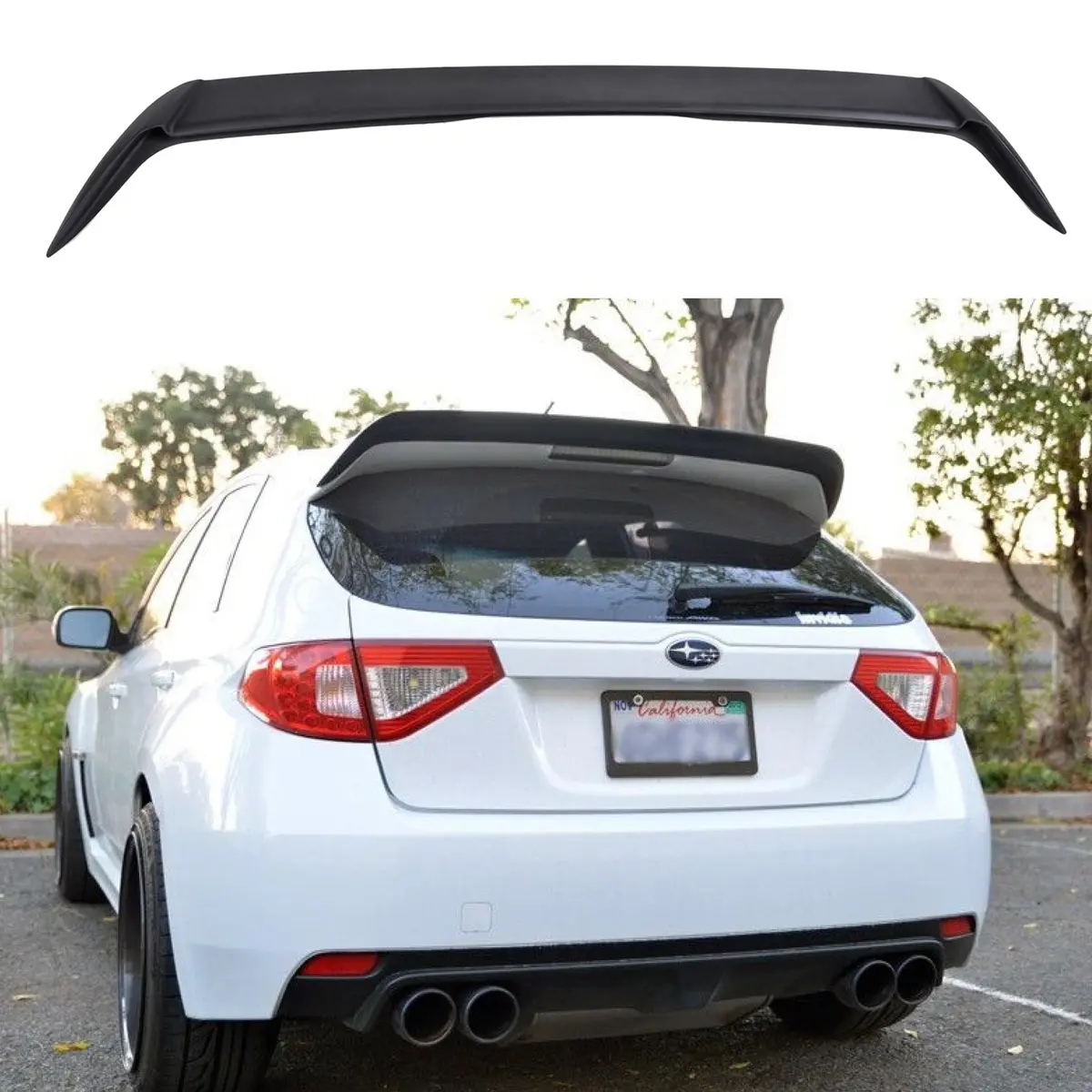 2008-2014 Subaru Wrx Sti Hatchback Gr - Oem Wing Gurney Flap Extension - Matte Black 1