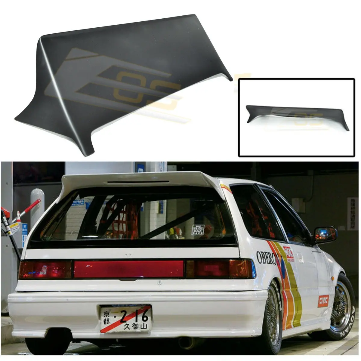For 1988-1991 Honda Civic Ef9 J's Racing Style Jdm Rear Roof Top Wing 1