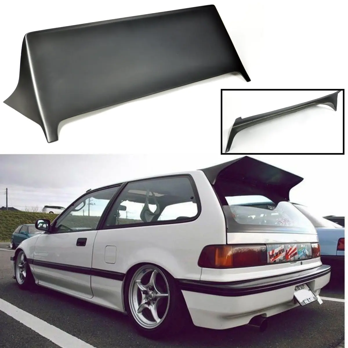 For 1988-1991 Honda Civic Ef9 J's Style Rear Roof Wing Spoiler - Brake Light Deleted 1