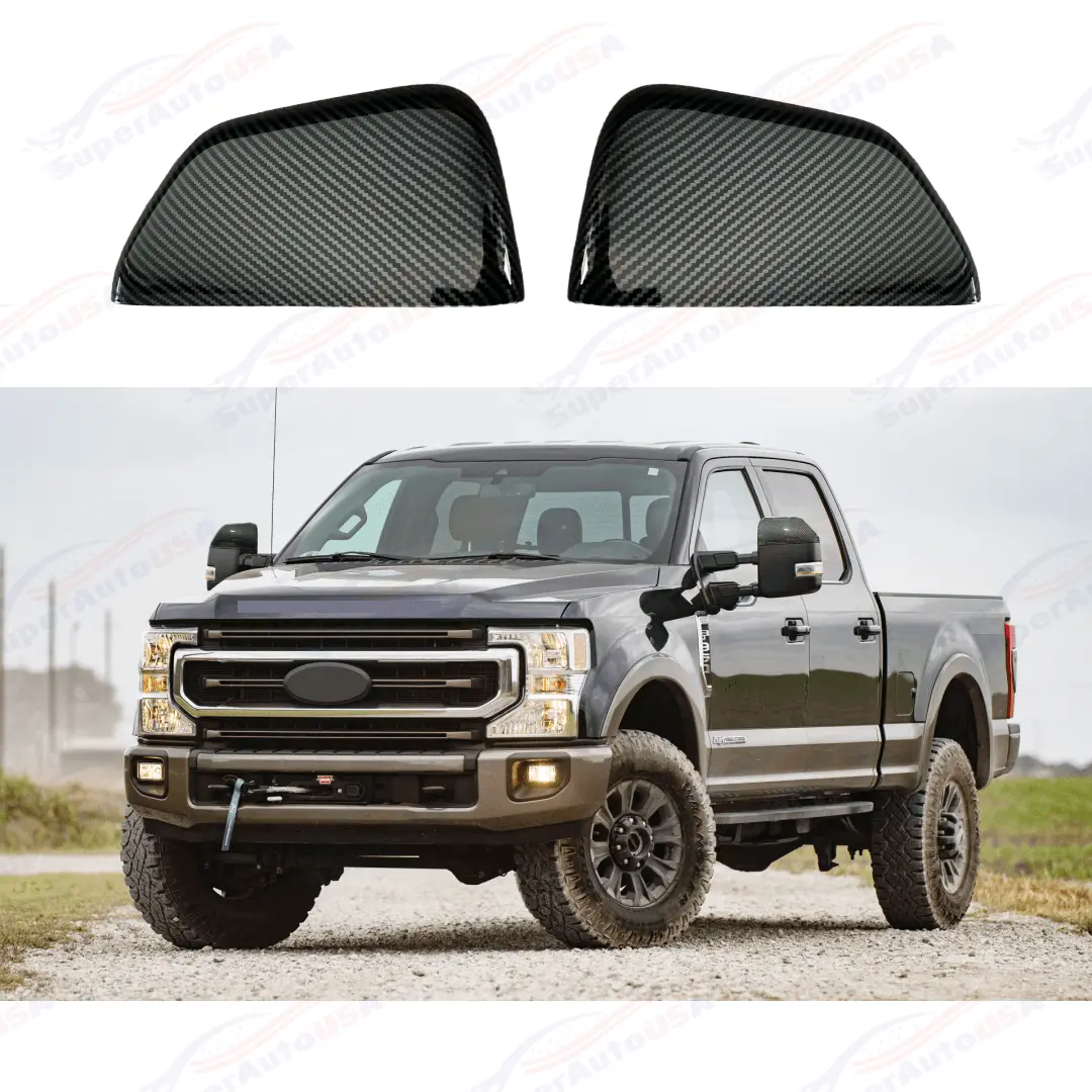 For 2017-2023 Ford F250 F350 F450 Super Duty Carbon Fiber Print Mirror Cover Cap 1