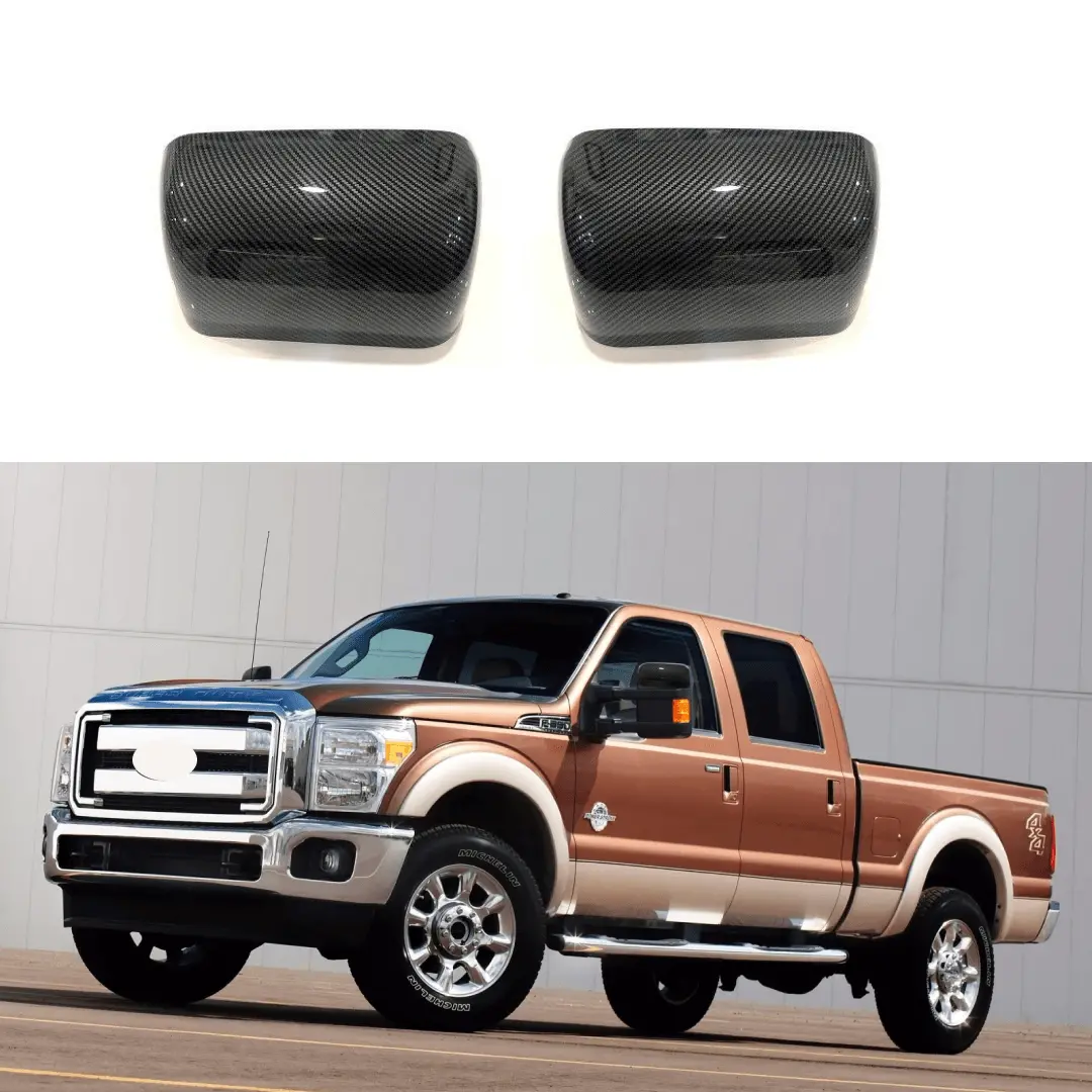 Fits 08-15 Ford F250 F350 F450 Super Duty Carbon Fiber Print Top Half Mirror Cover 1