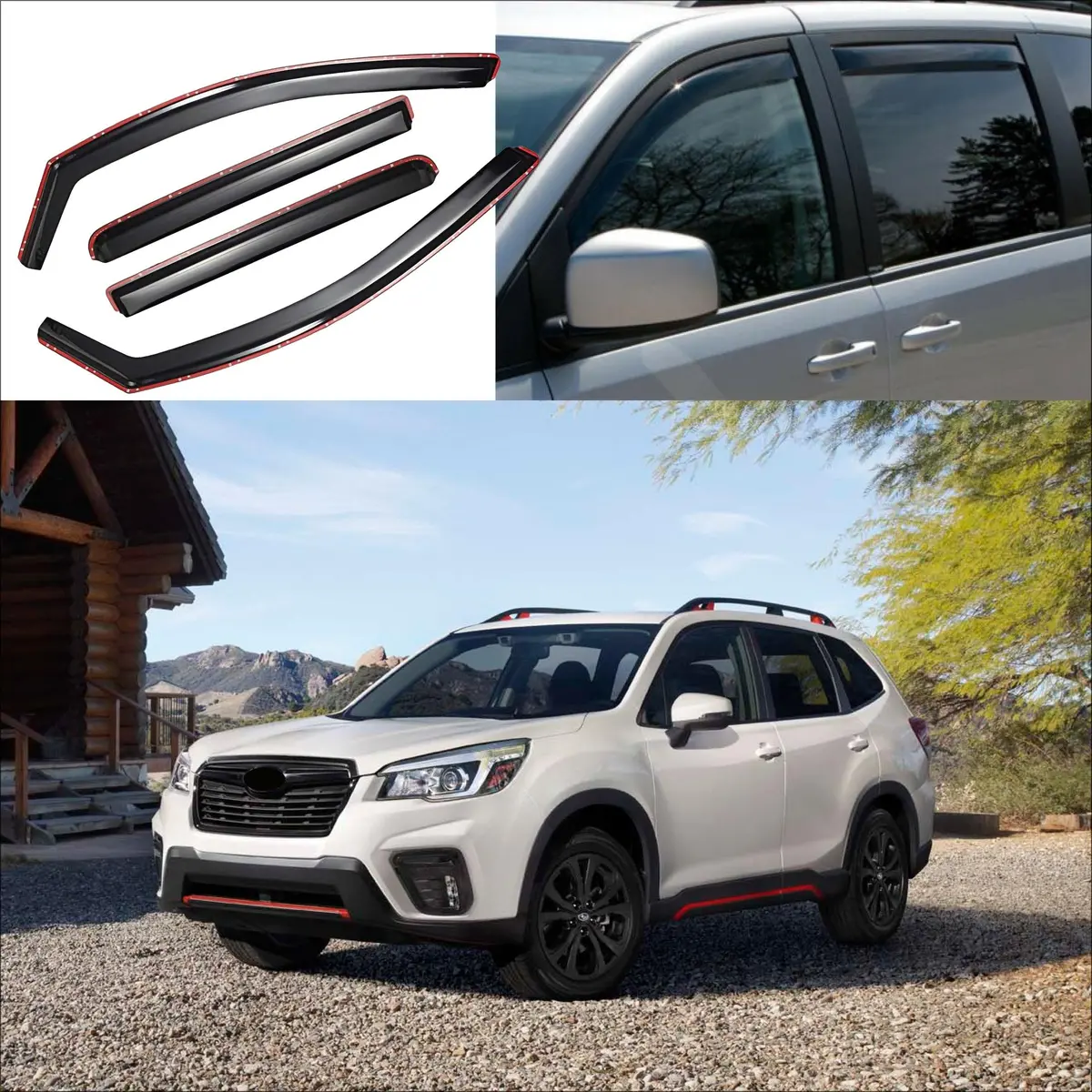 Fit 2019-2025 Subaru Forester In-Channel Vent Window Visors Rain Sun Wind Guards Shade Deflectors 1