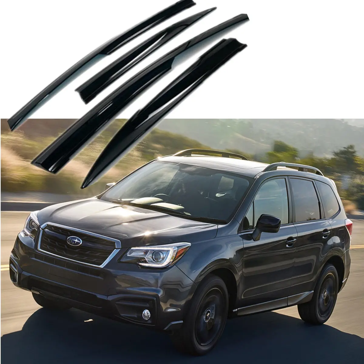 Fit 2013-2018 Subaru Forester 3D Mugen Style Vent Window Visors Rain Sun Wind Guards Shade Deflectors 1