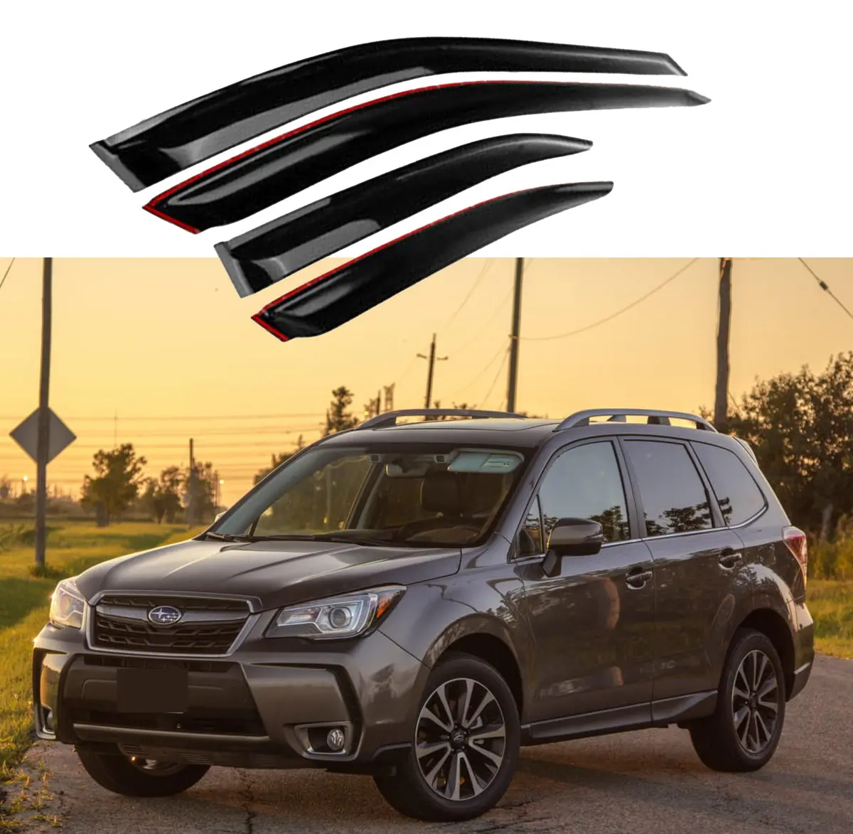Fit 2014-2018 Subaru Forester Out-Channel Vent Window Visors Rain Sun Wind Guards Shade Deflectors 1