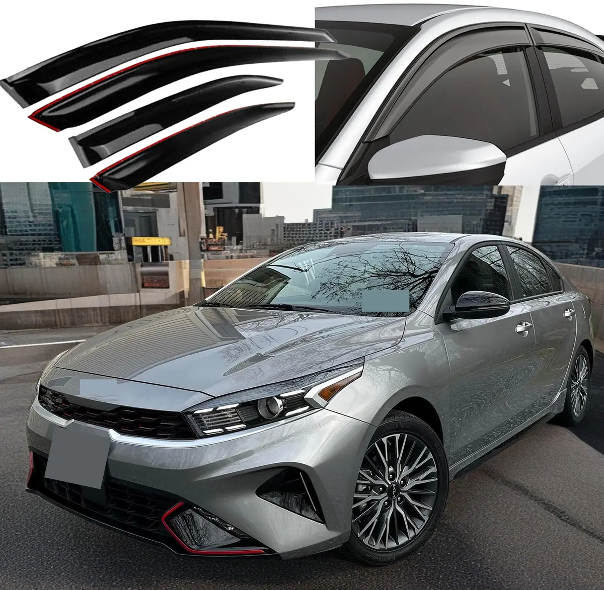 For Forte 2019-2025Out-Channel Rain Guards Window Visors 1