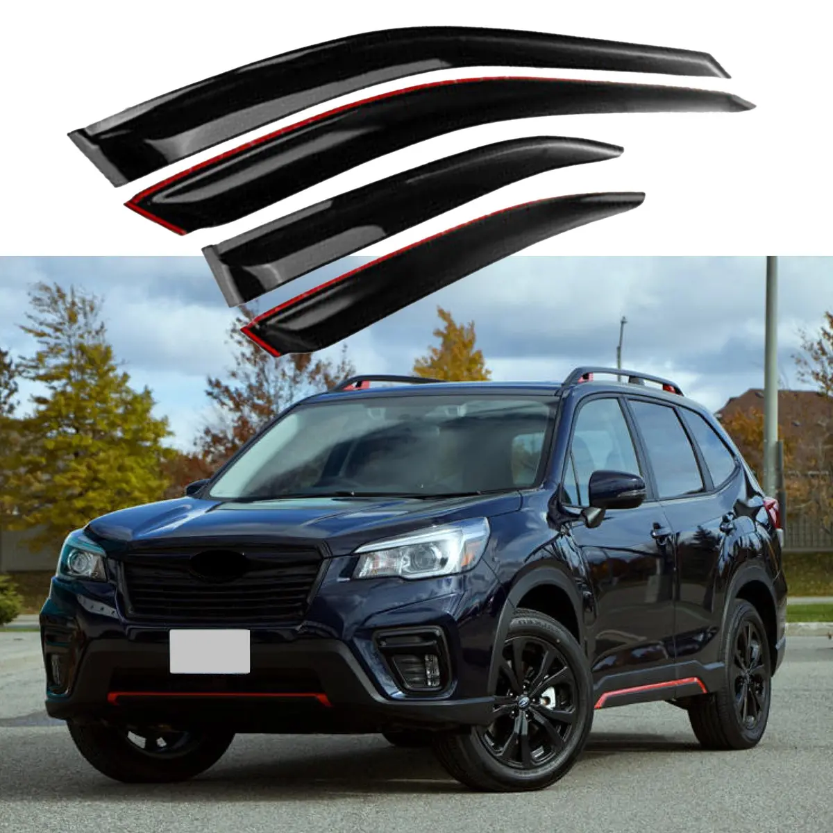Fit 2019-2021 Subaru Forester Out-Channel Vent Window Visors Rain Sun Wind Guards Shade Deflectors 1