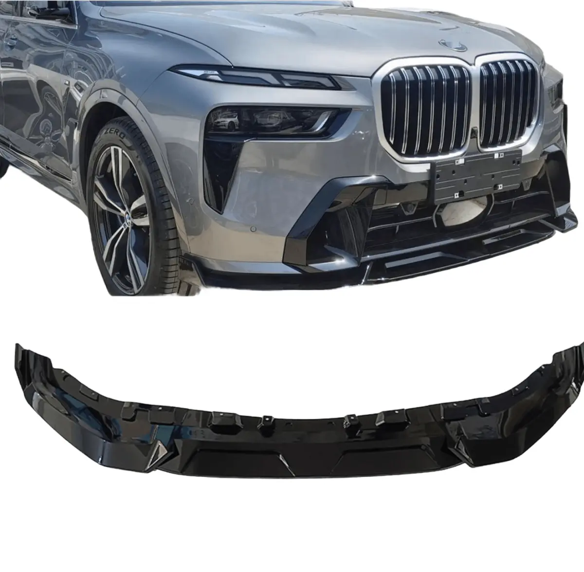 For 2022-2024 Bmw G07 X7 Lci Gloss Black Front Bumper Lip 1