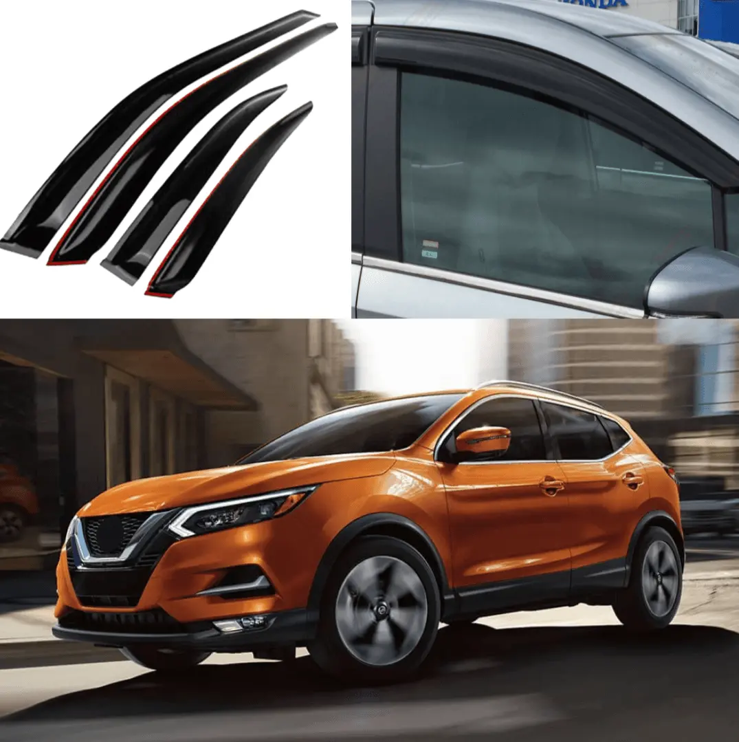 Fit 2017-2022 Nissan Rogue Sport Out-Channel Vent Window Visors Rain Sun Wind Guards Shade Deflectors 1