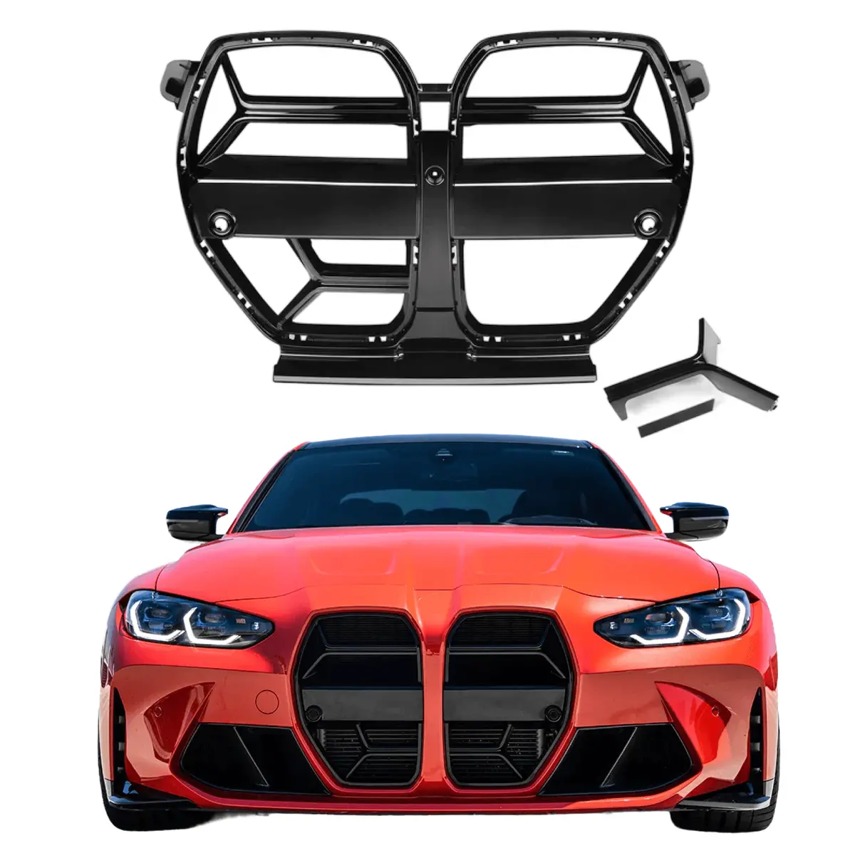 2020-2024 Bmw G80 G81 M3 + G82 G83 M4 - Csl Style Front Kidney Grill - Gloss Black 1