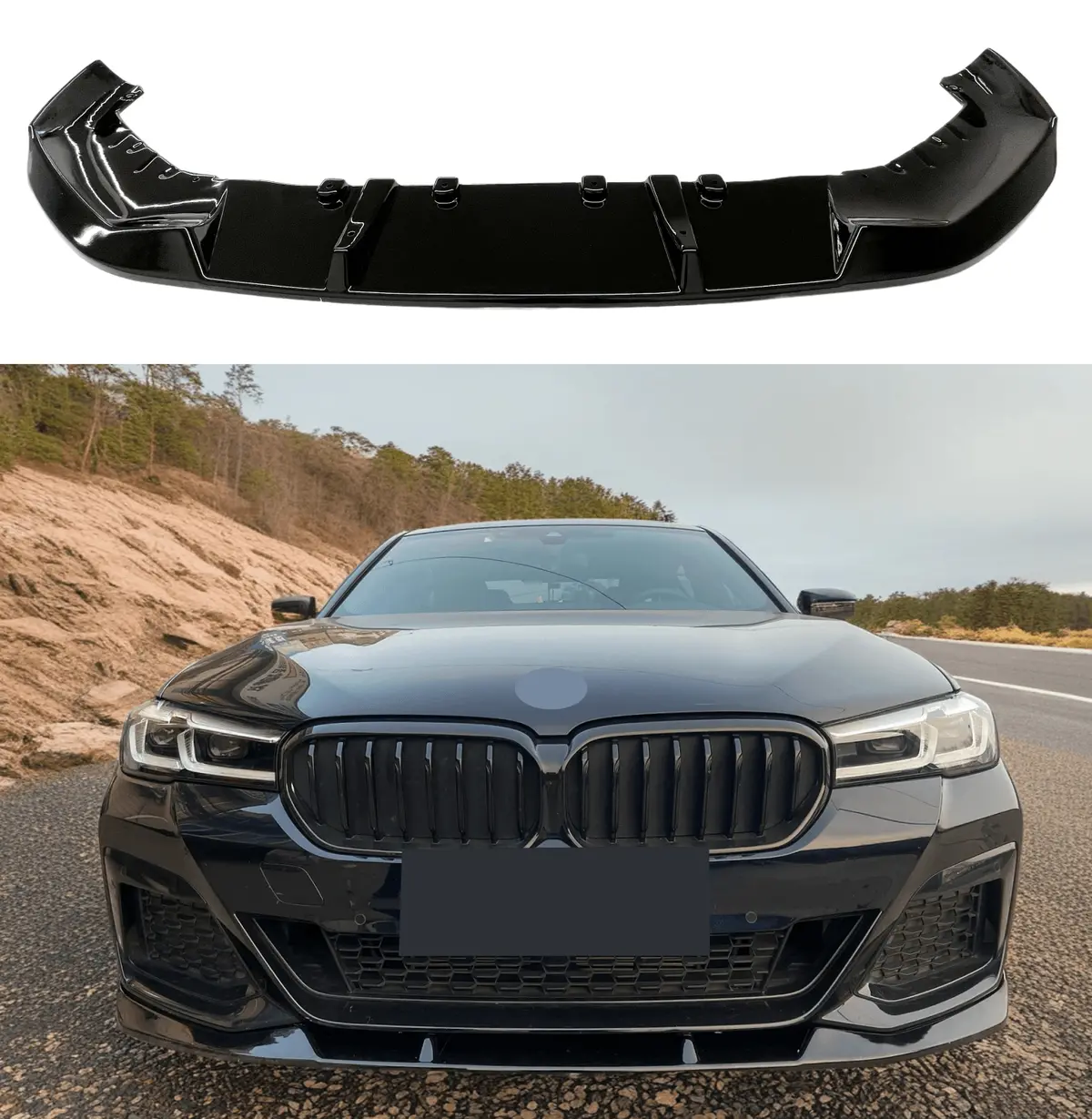 Fit 2021-2023 Bmw 5 Series G30 Lci M Sport Gloss Black Front Bumper Lip Spoiler 1