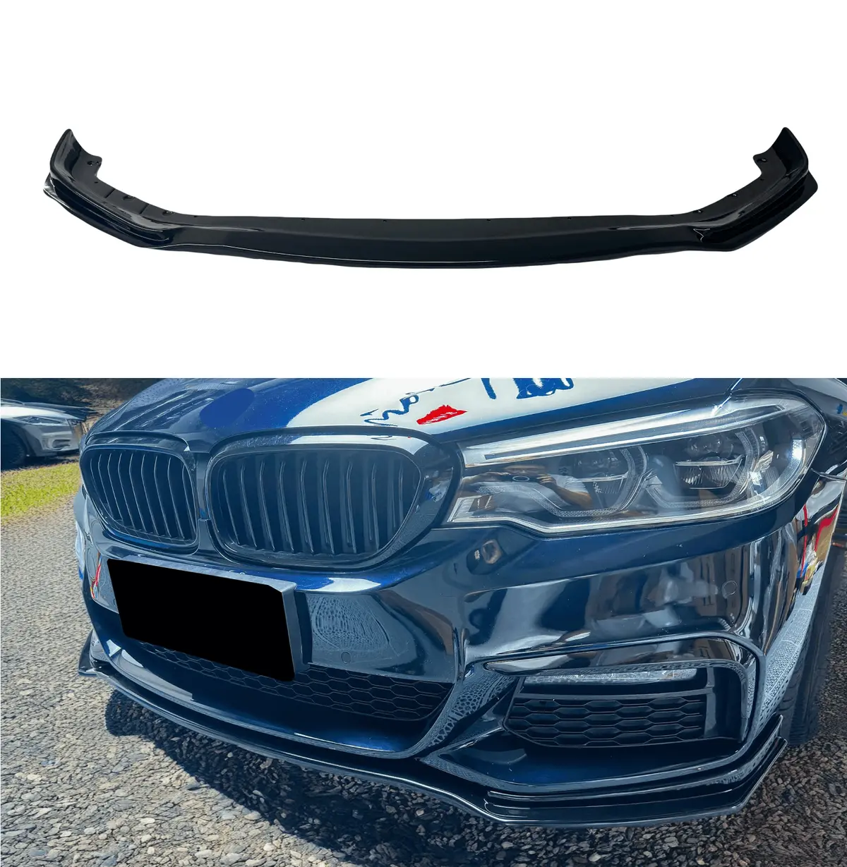 Fit 2017-2020 Bmw 5 Series G30 M Sport Gloss Black Front Bumper Lip Spoiler 1