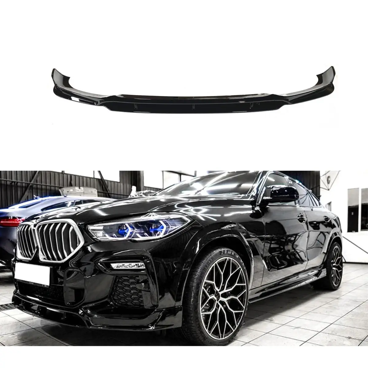 For 2019-2023 Bmw X6 G06 Gloss Black M Sport Front Lip Splitter 1