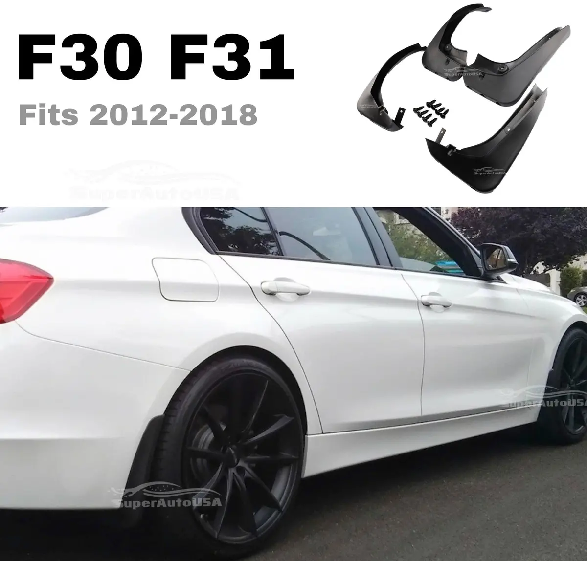 Fit 2012-2018 Bmw 3 Series F30 F31 Oe Style Splash Guards Mud Guards Mud Flaps 1