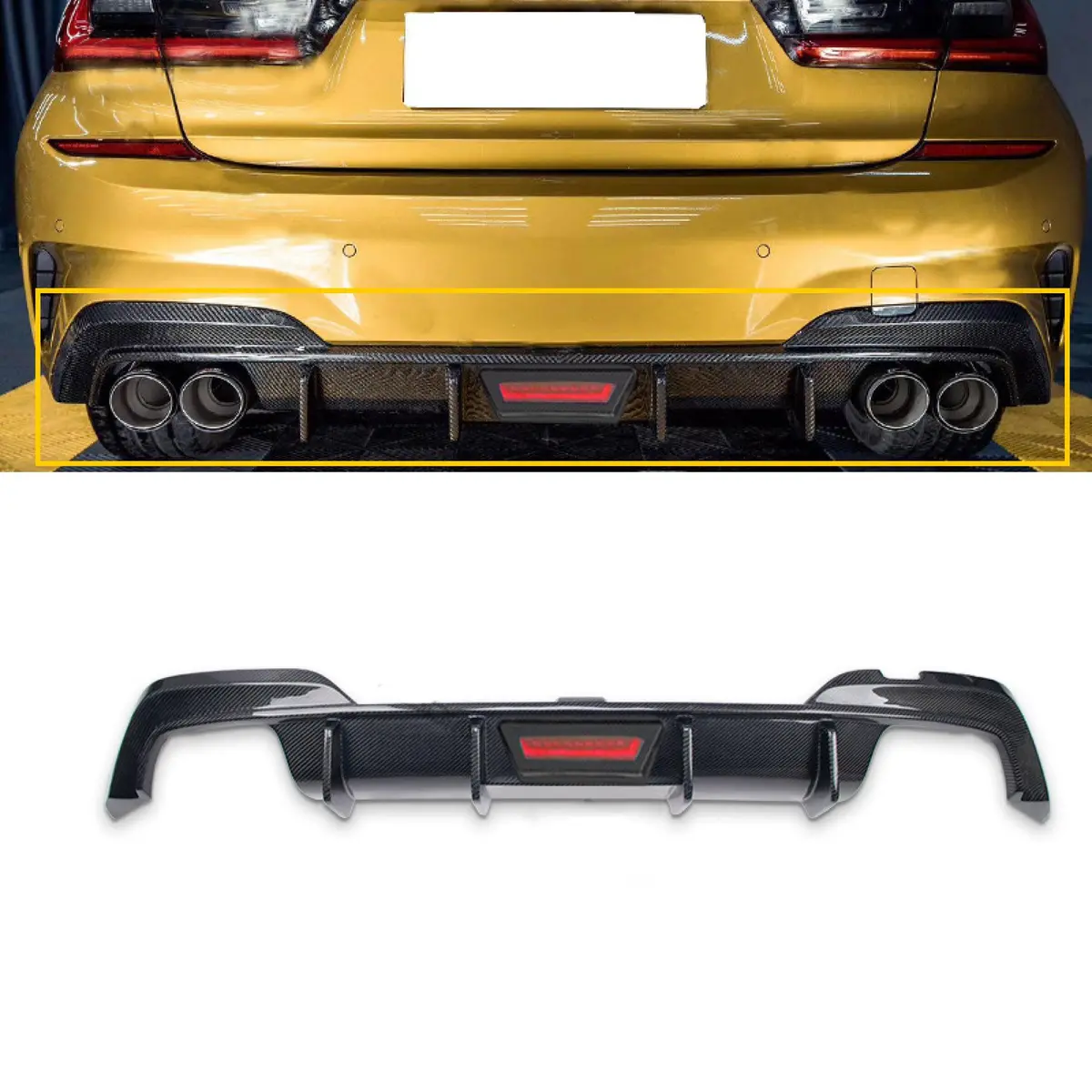 Rear Diffuser W/Led Light- M Sport Fits Bmw 3 Series G20 (2019-22) 1