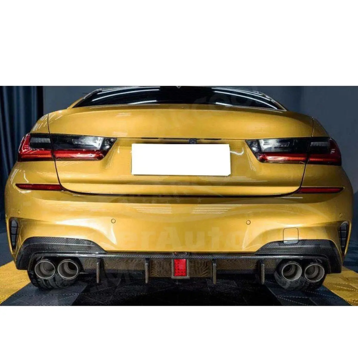Fit Bmw 2019-22 3 Series G20 Carbon Fiber Paint Rear Lip Diffuser Led 2