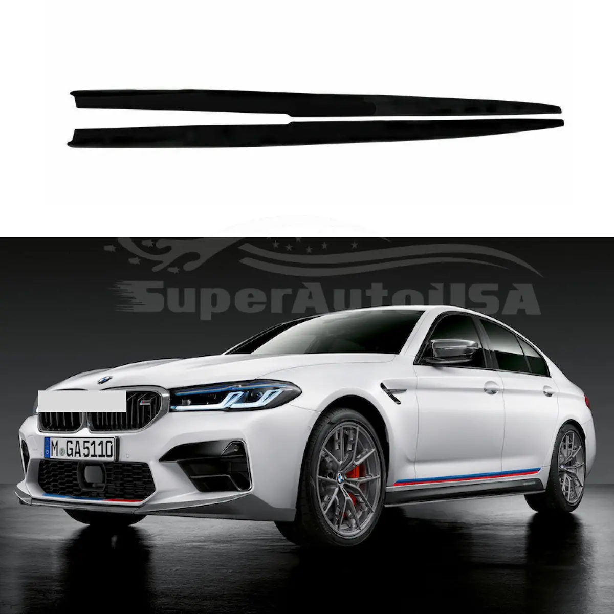 For 2017-2023 Bmw 5 Series G30 M5 Sedan Gloss Black Side Skirt Extension Spoiler 2