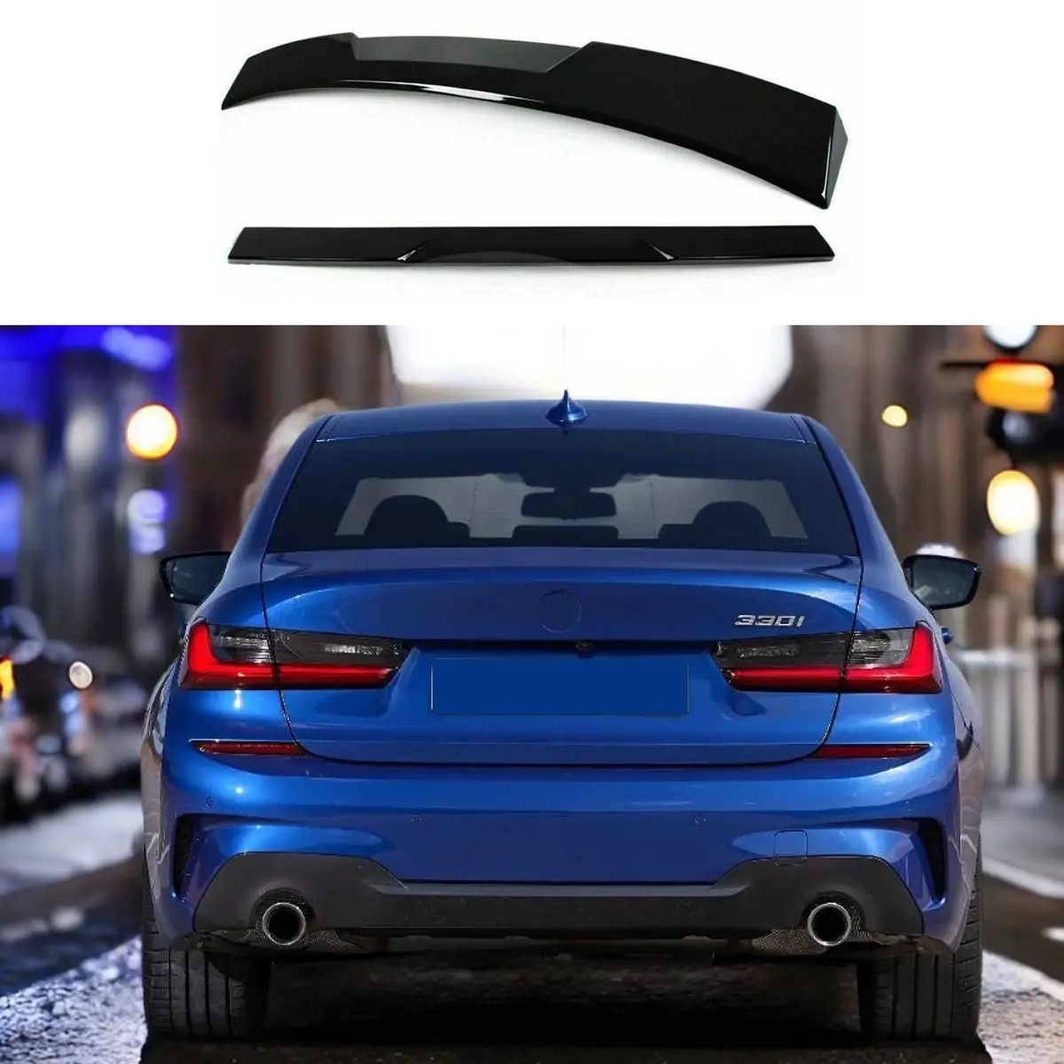 Fit 2019-2022 Bmw 3-Series G20 2019-2022 Mp Style Roof Window Trunk Spoiler Wing (Gloss Black) 1