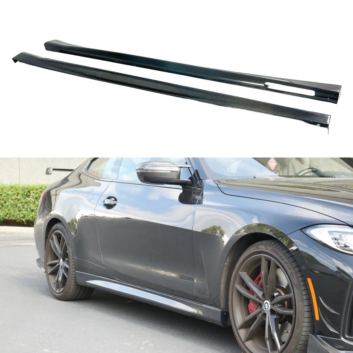 Fits 2021-2025 Bmw G22/G23 430I/M440i 4 Series Csl Style Real Carbon Fiber Side Skirt 1