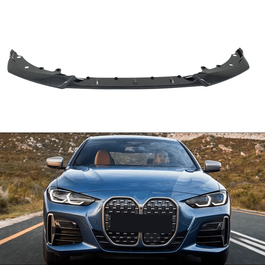 Fits 2021-2024 Bmw G22/G23 430I/M440i Cs Style Carbon Fiber Print Front Lip Spoiler 1