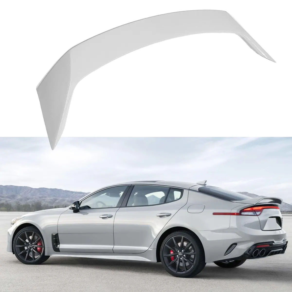 Fits Stinger 2018-2023 Ceramic Silver Metallic Scorpion Gt Rear Spoiler Wing 1