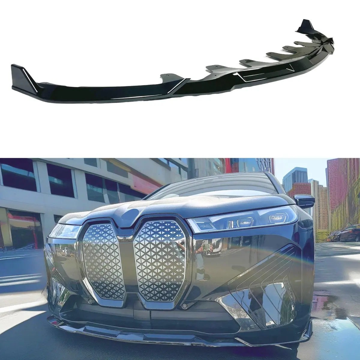 Fits Bmw Ix 2022-2025 Gloss Black Front Splitter Lip Spoiler 1