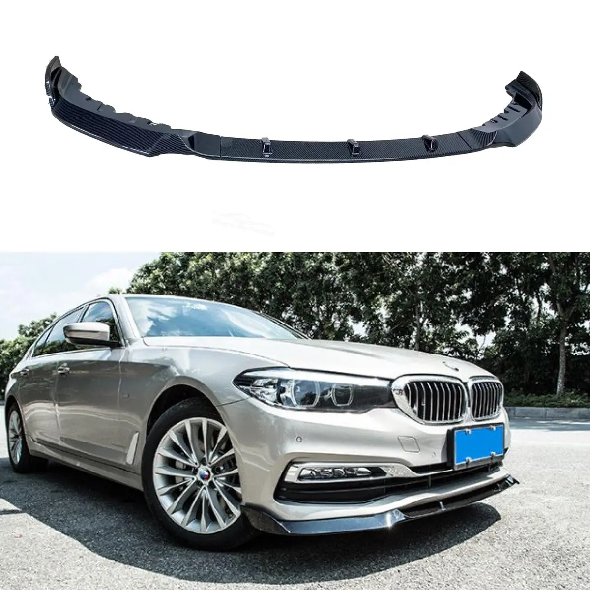 Fit 2019-2021 Bmw G30 5 Series Front Bumper Lip Spoiler (Carbon Fiber Print) 1