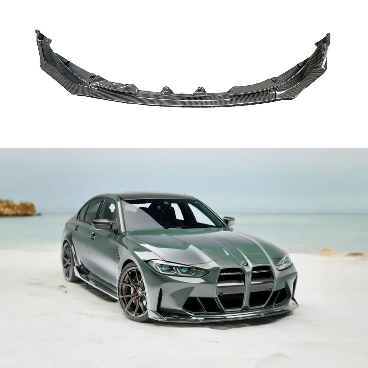 2021+ Bmw G80 M3 + G82 M4 - V Style Carbon Fiber Front Lip Splitter 1