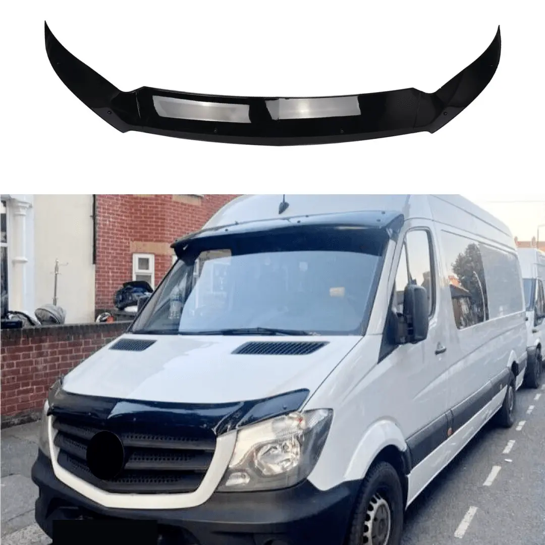 For 2019-2024 Mercedes Sprinter W907 Gloss Black Hood Bug Stone Deflector 1