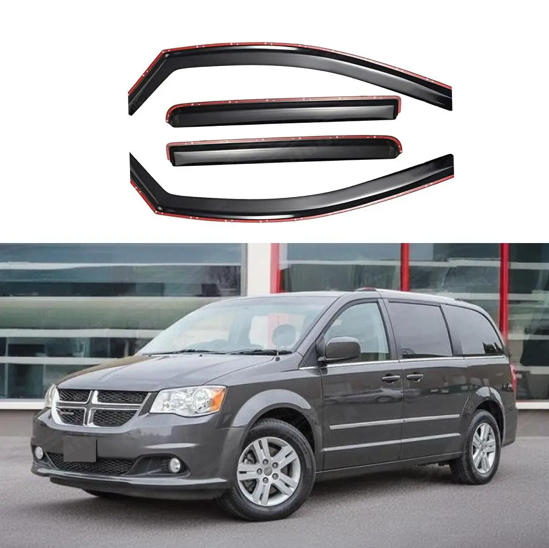 Fit 2008-2020 Dodge Grand Caravan In-Channel Vent Window Visors Rain Sun Wind Guards Shade Deflectors 1