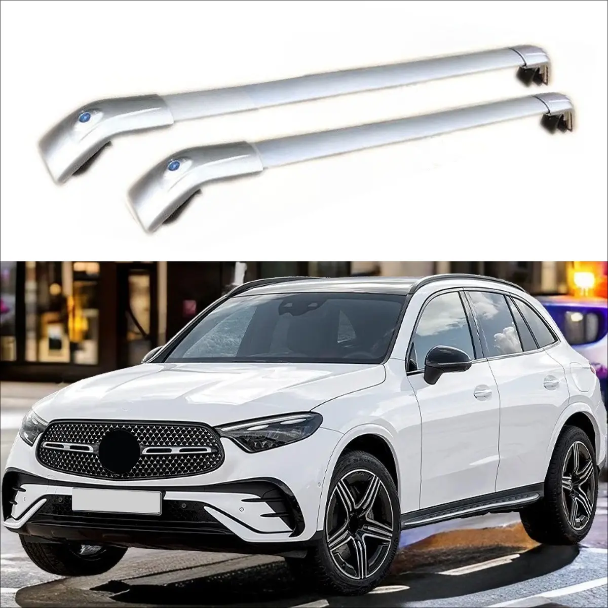 Fit 2016-2022 Mercedes Benz Glc Sliver Roof Rack Crossbar Luggage Carrier 1