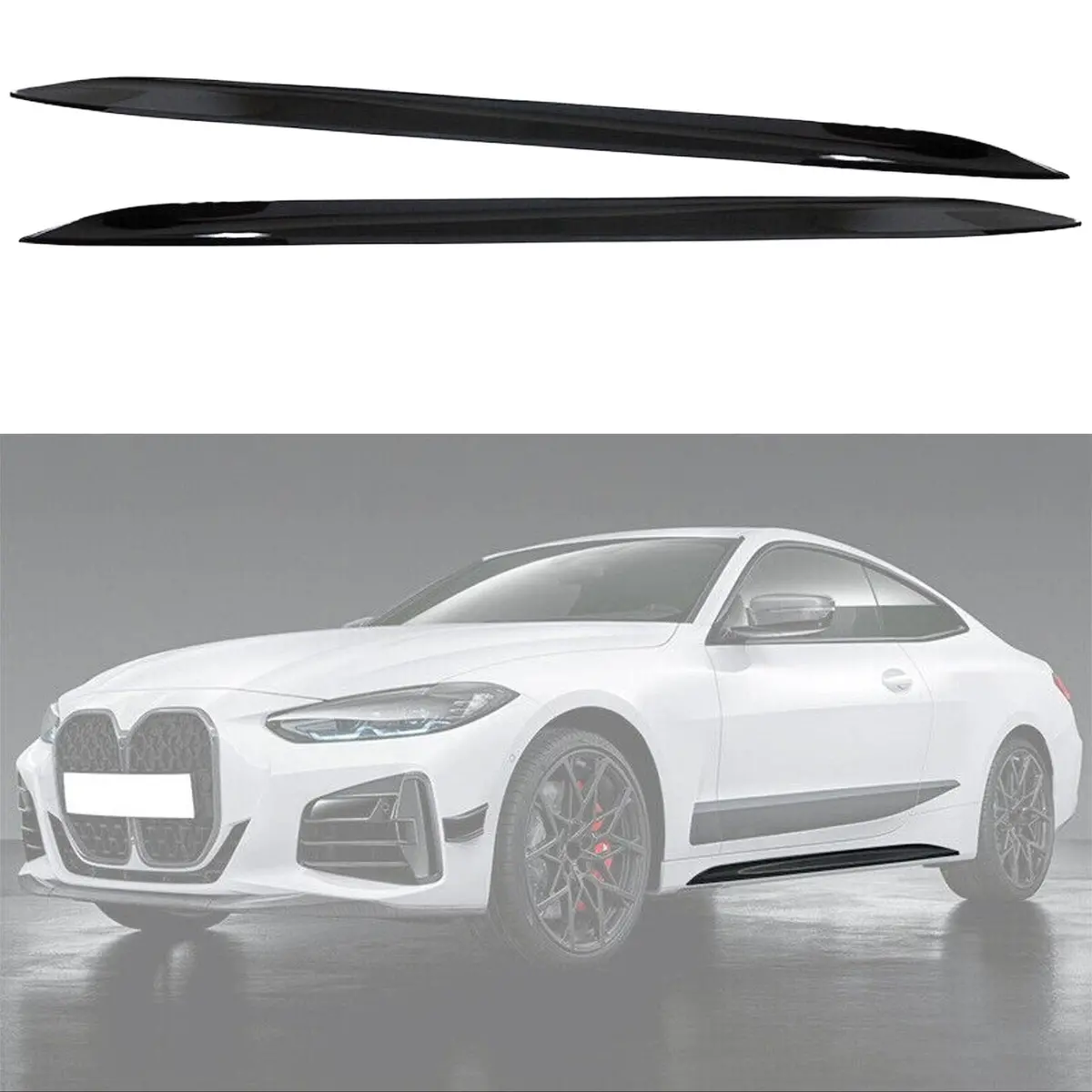 Fits 2021-2024 Bmw 4 Series G22 G23 430I Gloss Black Side Skirts 1
