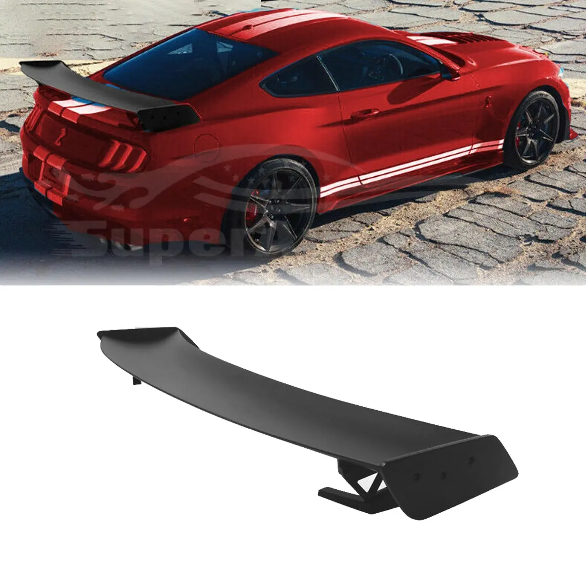 Fit 2015-2023 Mustang Gt500 Rear Trunk Spoiler Wing  (Unpainted / Matte Black) 1