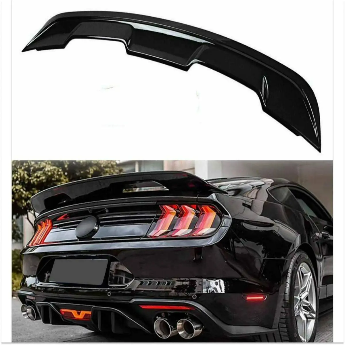 Fit 2015-2020 Ford Mustang Gt350 Gt500 Style Abs Rear Trunk Spoiler Wing (Gloss Black) 1