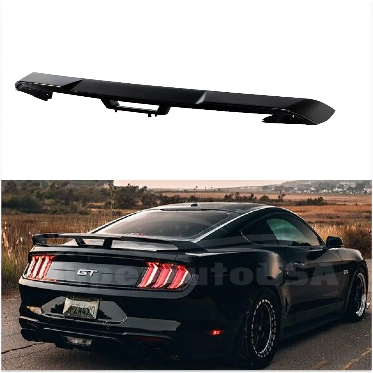 Fit 2015-2021 Ford Mustang Gt Style Rear Trunk Spoiler Wing Lid (Gloss Black) 1