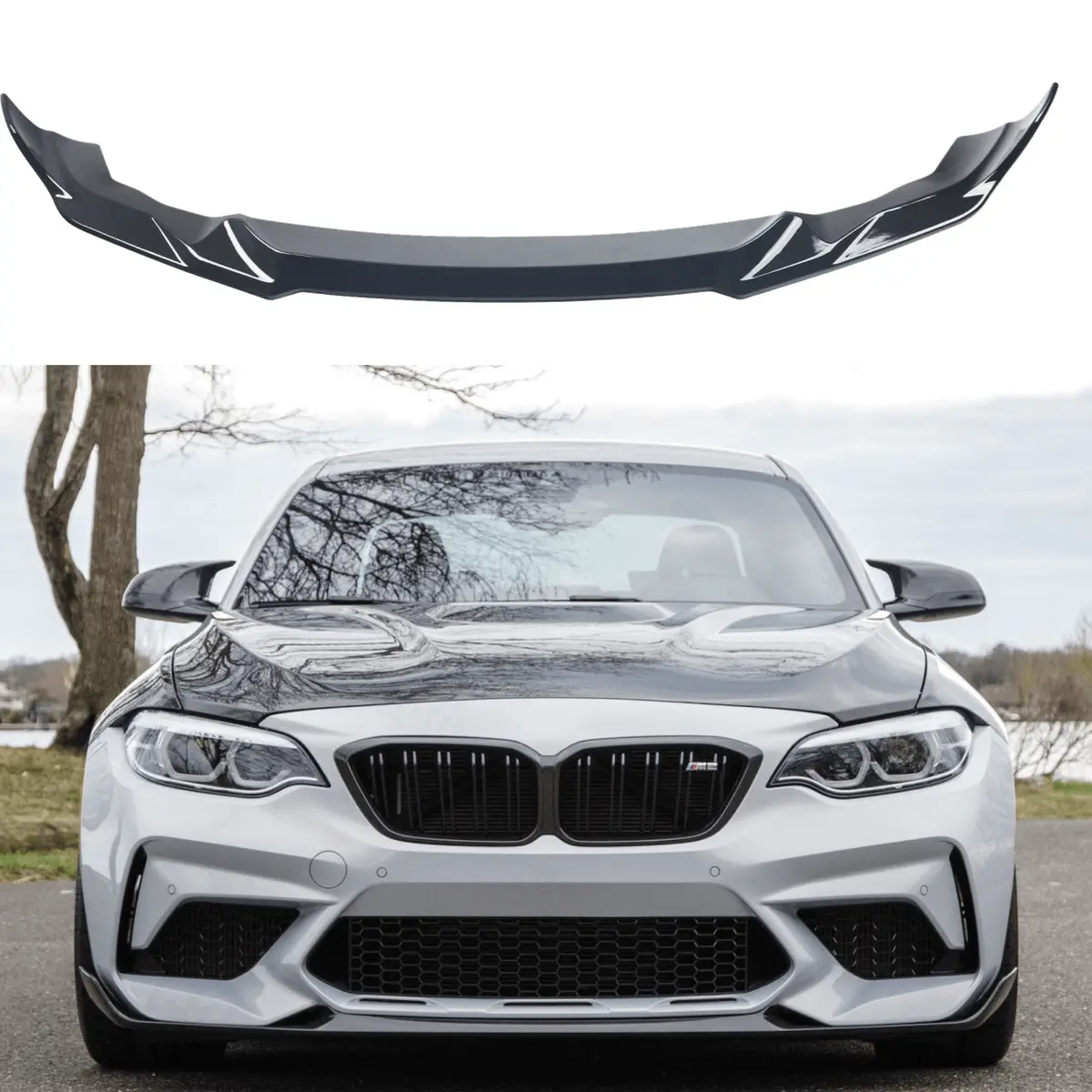Fits 2019-21 Bmw F87 M2 Cs Style Front Bumper Lip Splitter 1