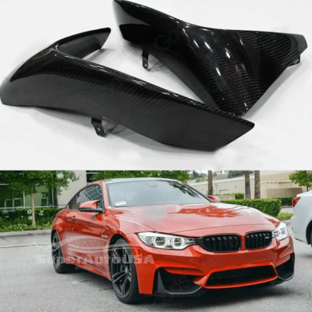 Fits 2015-2020 Bmw F80 M3 F82 F83 M4 Front Corner Splitters Molding Trim Cover (Carbon Fiber Print) 1