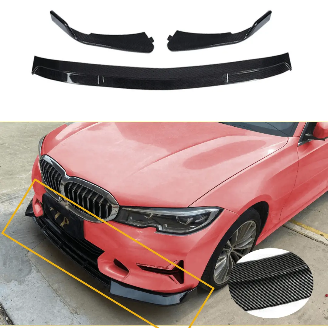 For 2019-2022 Bmw 3 Series G20 G21 Base Front Bumper Lip Spoiler (Carbon Fiber Print) 1